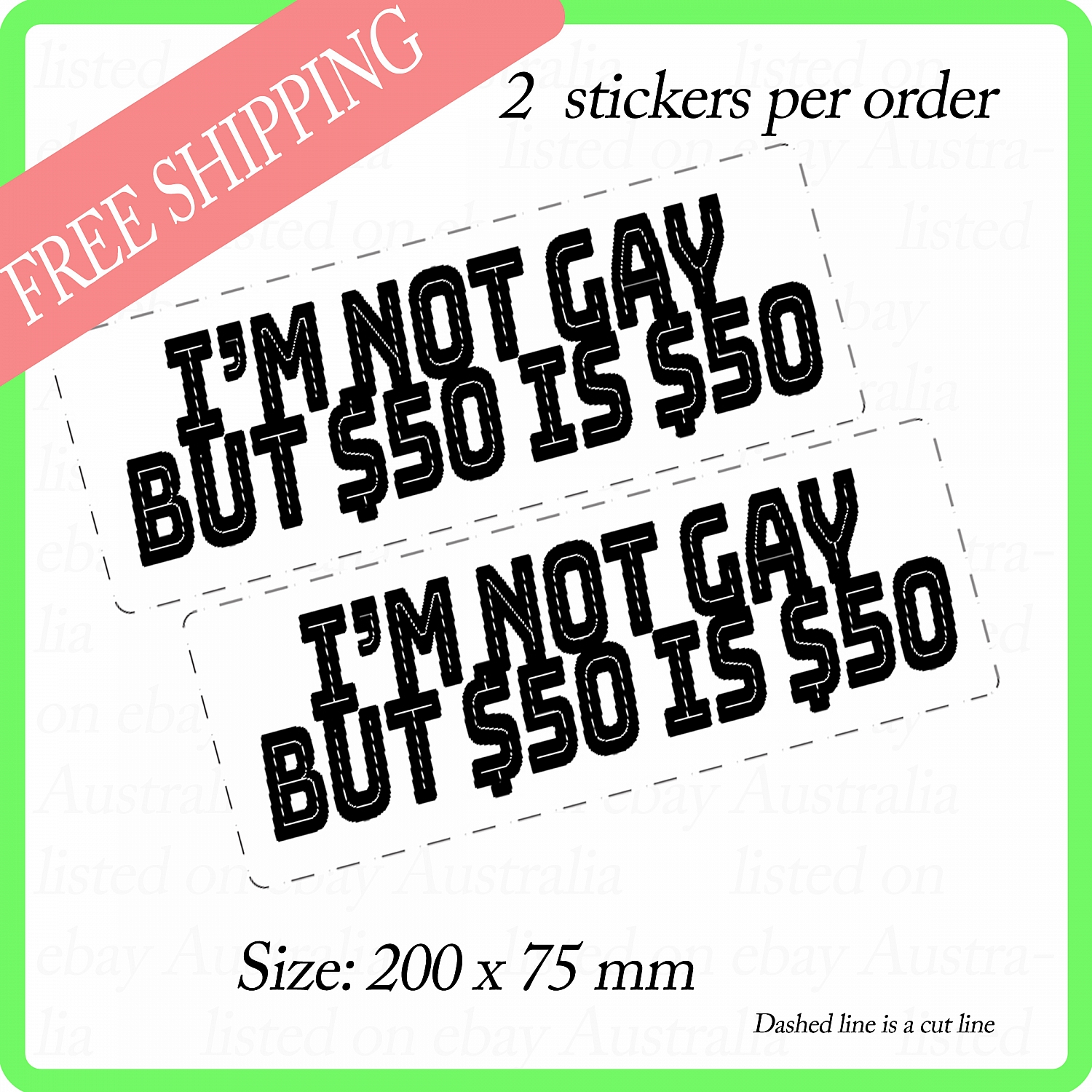 IM NOT GAY , QTY 2, DECAL STICKER (LAMINATED) Die Cut for Car ,Ute, Caravan | IM_NOT_GAY_v.jpg