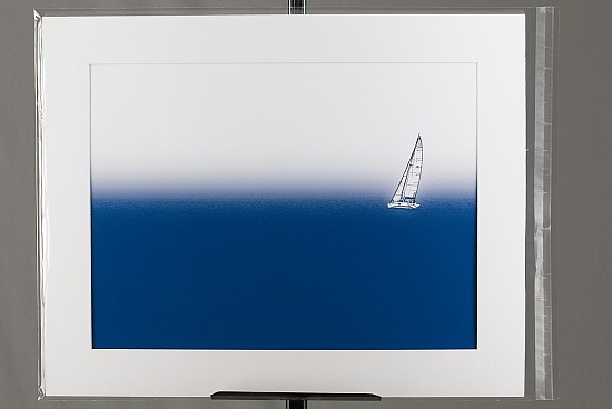 Sailing Yacht 400x510 on backing foam board and black mat.